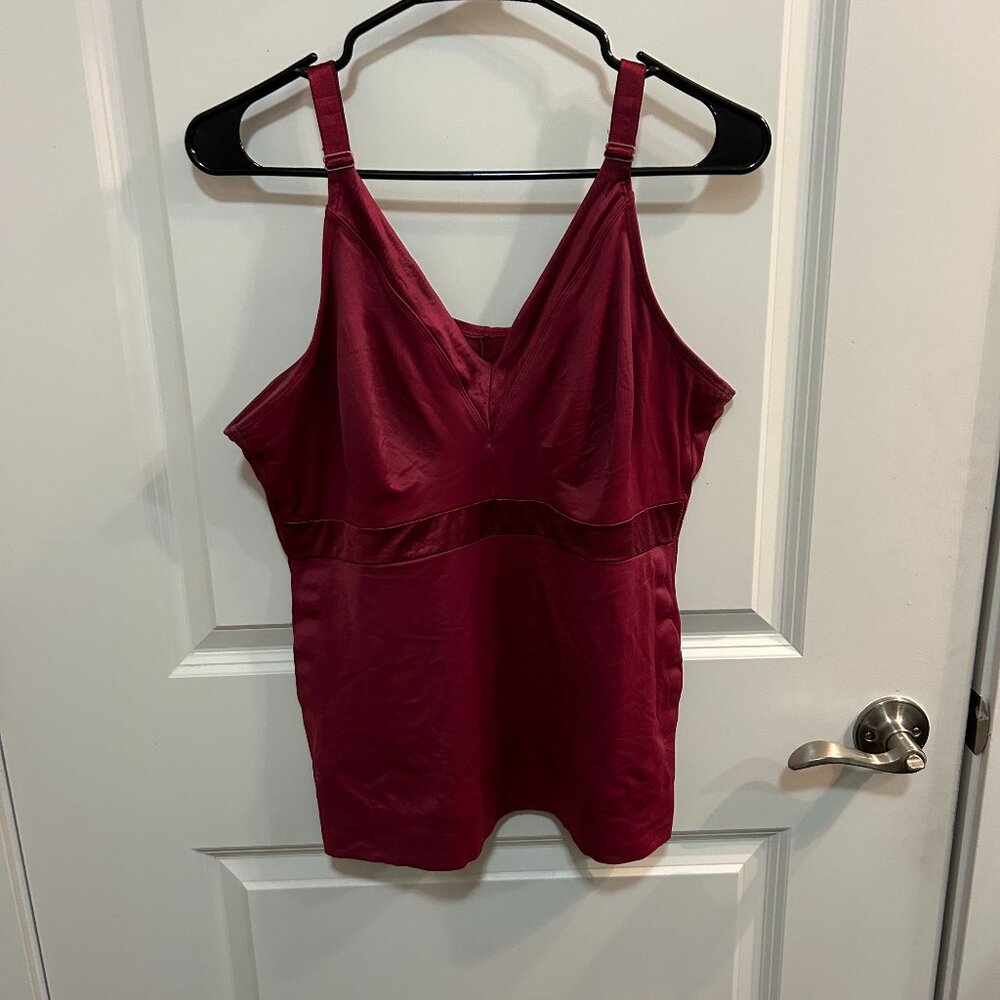 Ruby Ribbon Red Built In Camisole Tank Shapewear Support Top Size 42 (US XL)